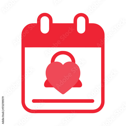 Red heart on calendar page love date