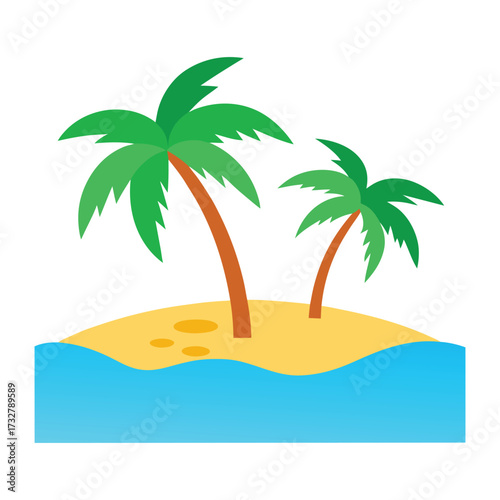 Tropical island palm trees ocean beach sand
