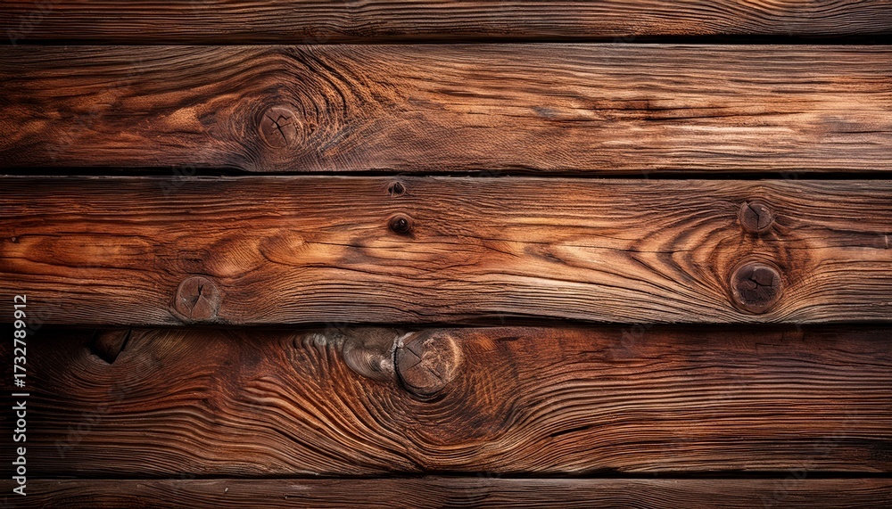Naklejka premium Close Up Of Weathered Wooden Planks With Natural Textures And Grain Patterns