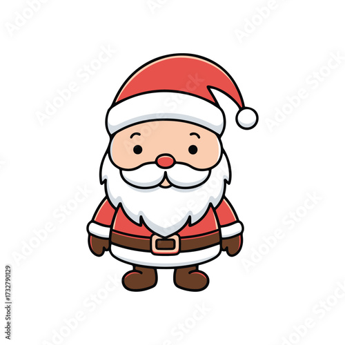 Traditional Santa Claus Outline Portrait Vector Drawing with Full Beard for Holiday Greeting Design