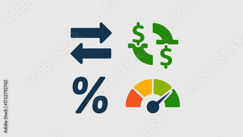 Set of business and finance icons flat vector design elements for presentations and web design isolated on white background