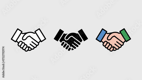 Handshake icon set line and solid style vector illustration for business and agreement concepts