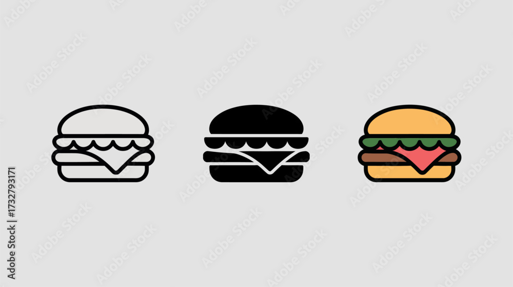 Fototapeta premium Hamburger icon set simple flat vector design isolated on white background for menu or app design