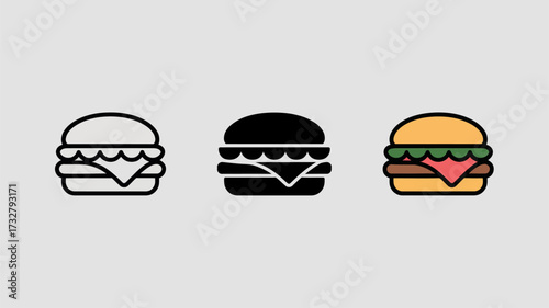 Hamburger icon set simple flat vector design isolated on white background for menu or app design