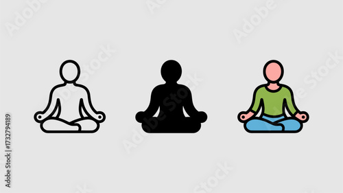Set of yoga pose icons minimalist vector illustration of meditation and relaxation isolated on white background