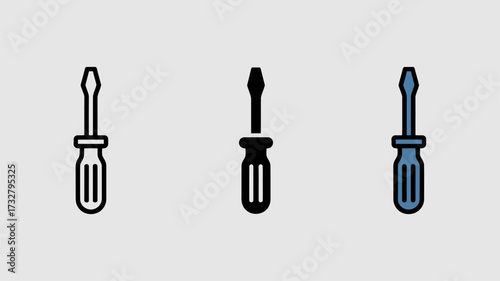 Screwdriver icon set simple flat vector design isolated on white background for web and mobile apps