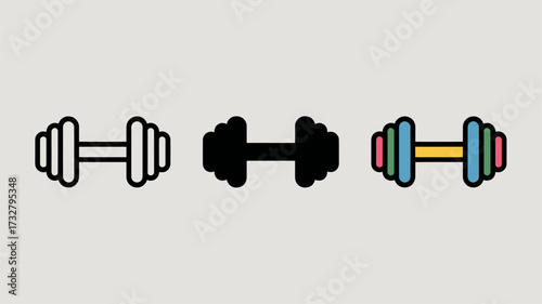 Dumbbell icon set vector illustration in different styles simple design element for fitness and gym applications