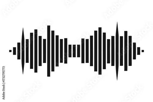 Abstract equalizer shows a symmetrical pattern made with black bars on a white background