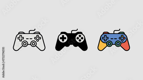 Set of game controller icons vector illustration in different styles perfect for app design and gaming websites