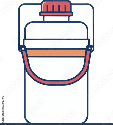 Water Jug and Thermos Bottle with Handle Illustration