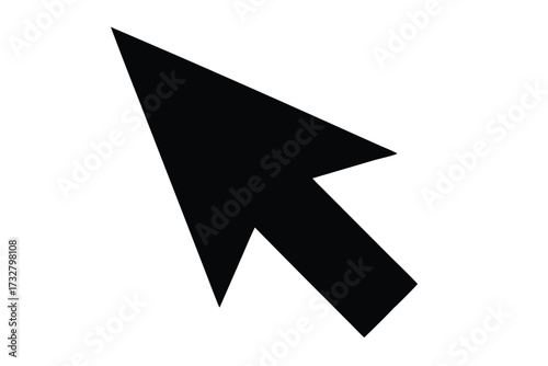 Simple upward pointing black cursor is seen clearly against the white background