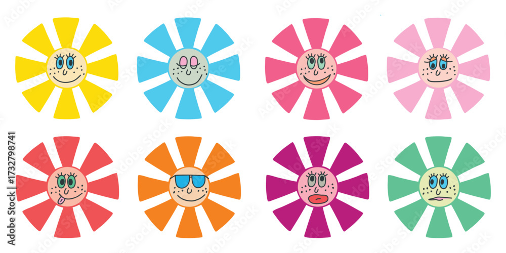 custom made wallpaper toronto digitalGroovy Freckled Daisies with Bold Petals and Funny Faces