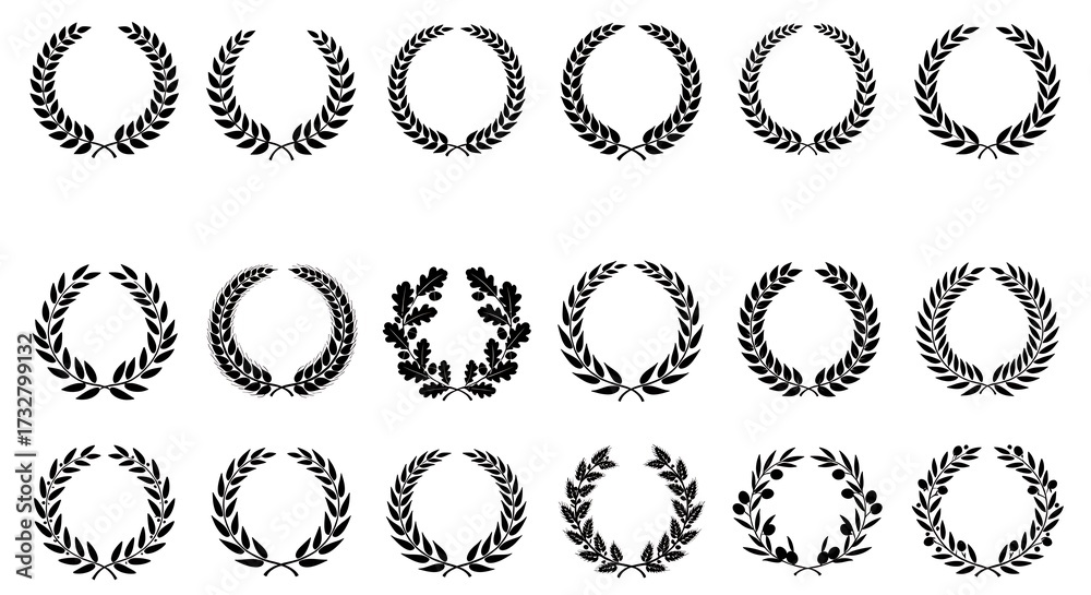 Obraz premium Collection of Classic Laurel Wreaths.
