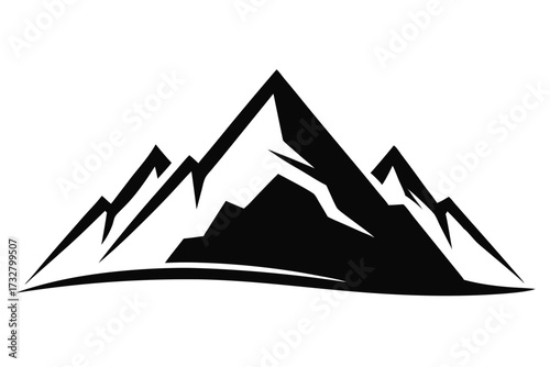 Majestic mountain range rises boldly with its rocky peaks showcased in a stark black vector