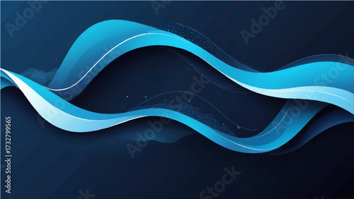 Abstract blue wave background design with flowing lines and light effects