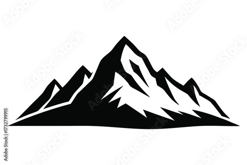 Mountain peaks reveal striking black and white contrast across the panoramic mountain range