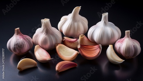 Wallpaper Mural Diverse Garlic Cloves Are Displayed On A Dark Surface Highlighting Their Intriguing Shapes And Vibrant Colors In Excellent Detail Torontodigital.ca