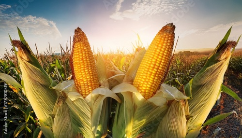 Wallpaper Mural Close Up Corn Cobs In Corn Plantation Field Torontodigital.ca