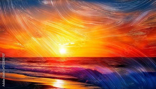 Wallpaper Mural Abstract Vibrant Summer Sunset Brush Strokes Background Torontodigital.ca