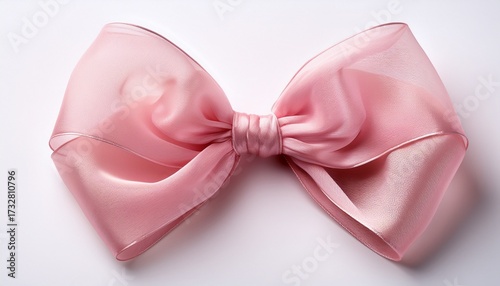 Wallpaper Mural Soft Pink Sheer Fabric Bow With Flowing Tails On White Background Torontodigital.ca