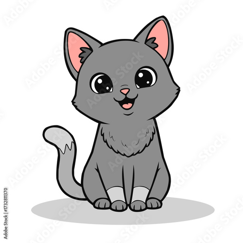 Cute kitten isolated white background, cat clip art