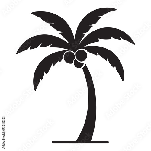 Coconut Tree Silhouette Vector Icon for Tropical Food and Travel Design