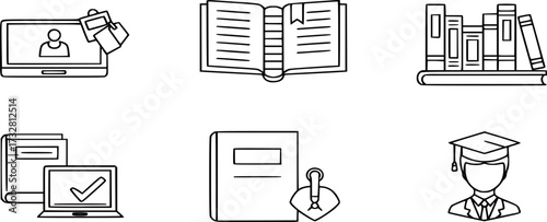 
Book icon line vector. Online education and library icon set illustration
