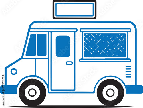 Food Truck Icon Vector Illustration – Street Food Mobile Van Graphic