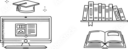 
Book icon line vector. Online education and library icon set illustration
