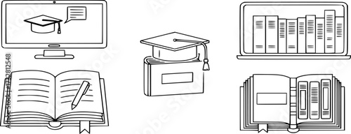 
Book icon line vector. Online education and library icon set illustration
