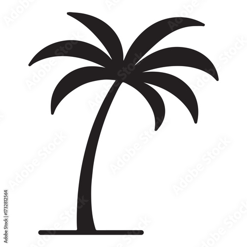 Palm Tree Silhouette Vector Icon for Tropical and Travel Design