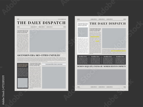 Daily magazine design template. Graphical Layout Newspaper Template