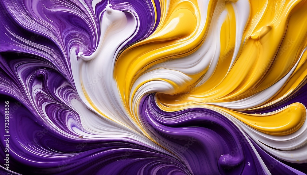 Obraz premium Abstract Swirl Of Purple Yellow And White Paint