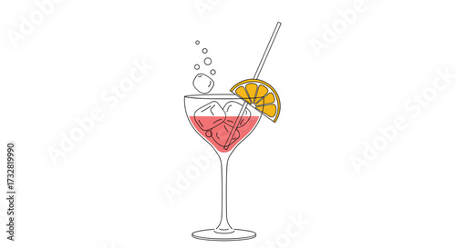 A refreshing pink cocktail with a lemon garnish and straw.