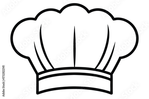 A simple lineart depicts a classic chef's hat with distinct folds