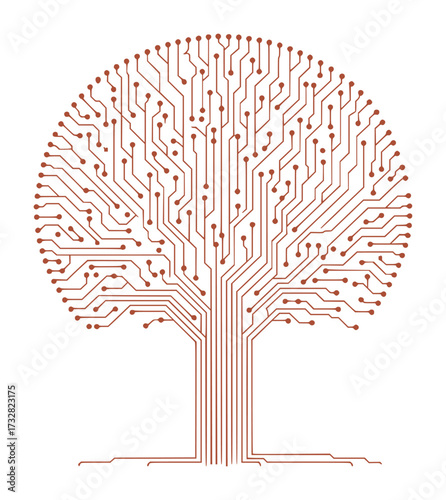 Digital Tree of Life Circuit Board Design Symbolizing Technology and Growth
