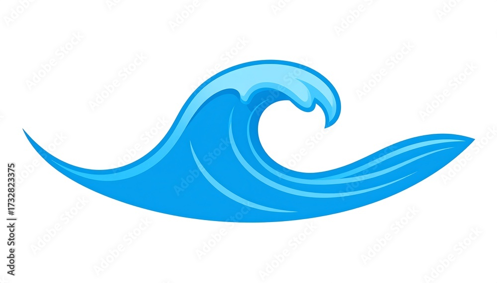 Fototapeta premium Stylized blue ocean wave graphic