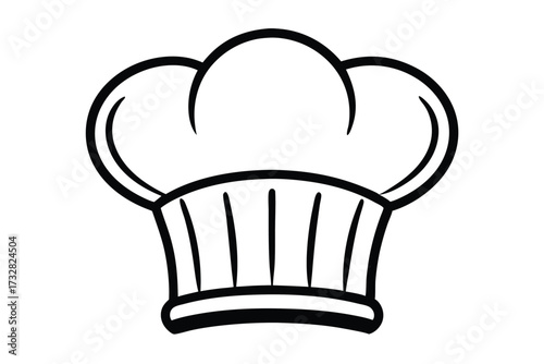 Outlined chef's hat sits prominently, symbolizing culinary arts and professional kitchen work