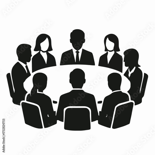 Board of Directors Meeting Icon Corporate Team Discussion and Round Table Conference Vector