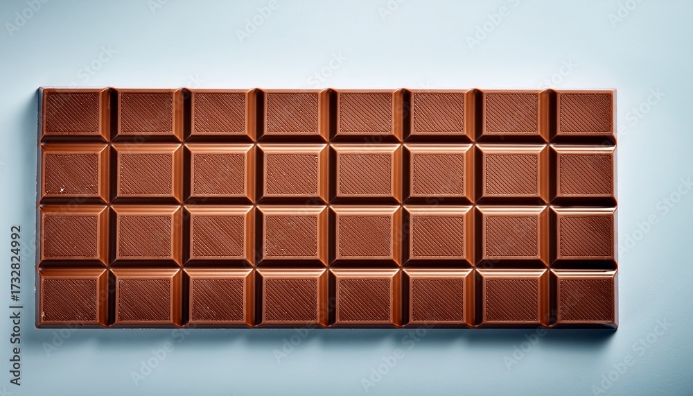 Fototapeta premium Milk Chocolate Bar With Square Segments Isolated On Solid Background Photograph