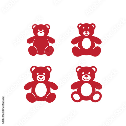 Cute teddy bear vector icons for baby products, kids’ toys, nursery designs, childhood graphics, baby shower invitations, and playful design projects.