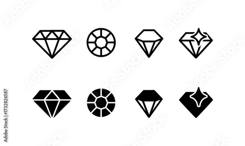 Minimal geometric diamond and gem icons