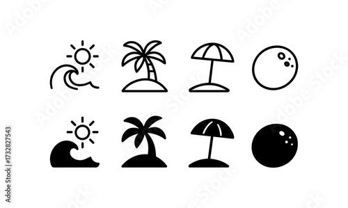 Minimalist summer icons collection