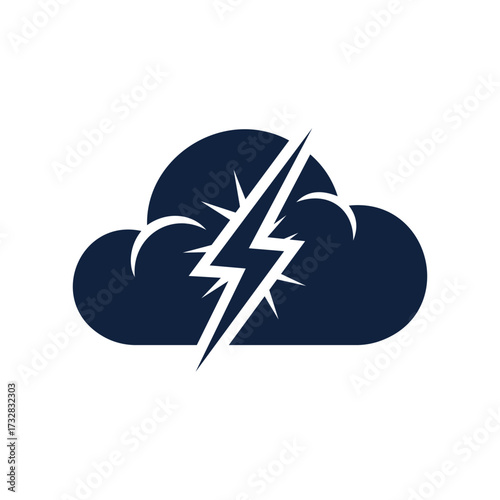 Dark Cloud with Lightning Bolt Icon Representing Stormy Weather and Electricity