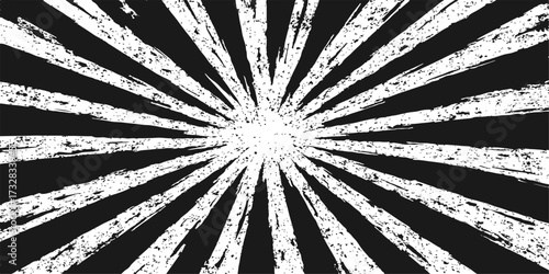 Vintage grunge sunburst vector illustration pattern design with a black and white abstract retro texture background