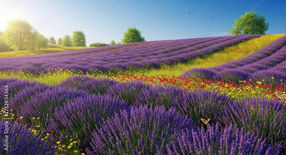 Naklejka premium Lavender field scenic summer landscape