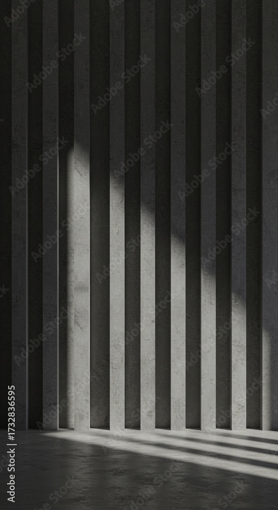 Naklejka premium Concrete Wall Portrait Background with Vertical Light Slits 