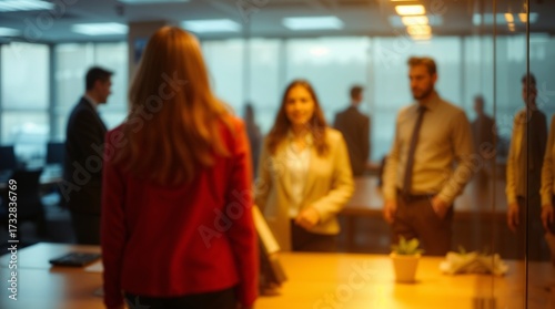 Business office with blurred people casual wear, with blurred background
