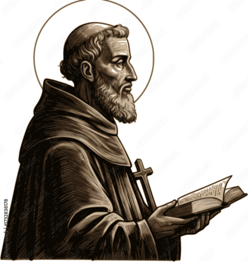 Obraz premium Hand drawn illustration of St. Thomas of Aquinas