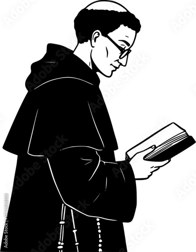 Hand drawn illustration of St. Thomas of Aquinas
